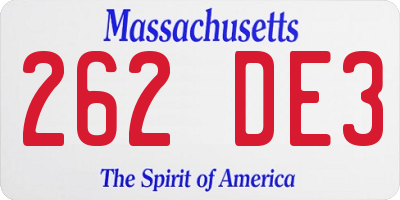 MA license plate 262DE3