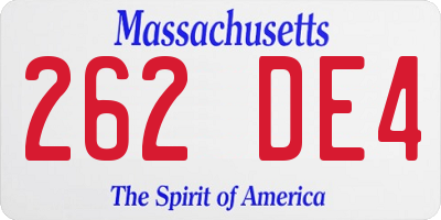 MA license plate 262DE4