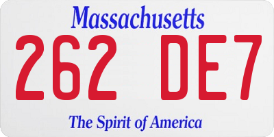 MA license plate 262DE7