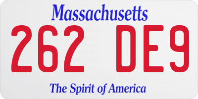 MA license plate 262DE9