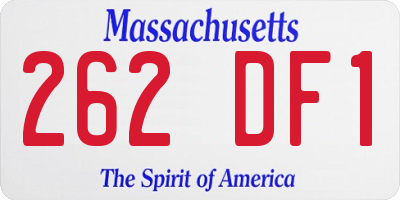 MA license plate 262DF1