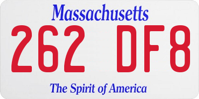 MA license plate 262DF8