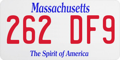 MA license plate 262DF9