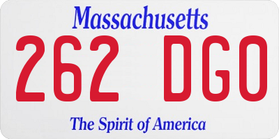 MA license plate 262DG0