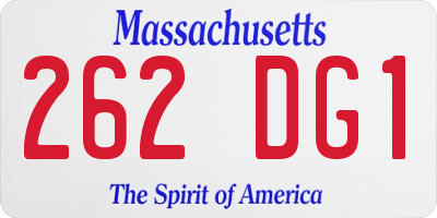 MA license plate 262DG1