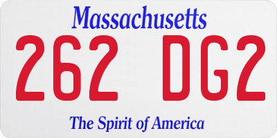 MA license plate 262DG2