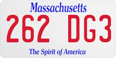 MA license plate 262DG3