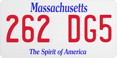 MA license plate 262DG5