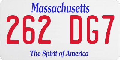 MA license plate 262DG7
