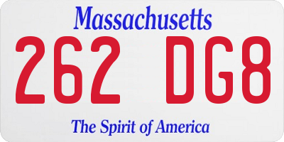 MA license plate 262DG8