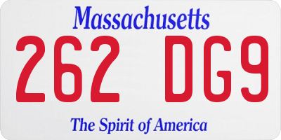 MA license plate 262DG9