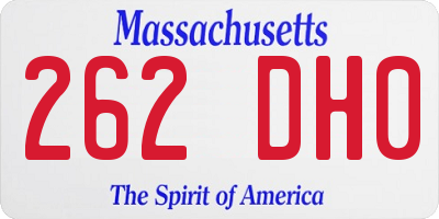 MA license plate 262DH0