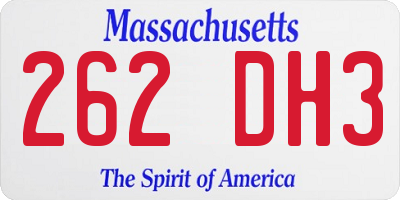 MA license plate 262DH3