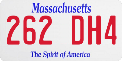 MA license plate 262DH4