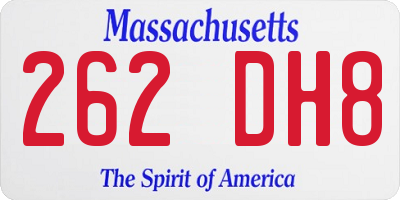 MA license plate 262DH8