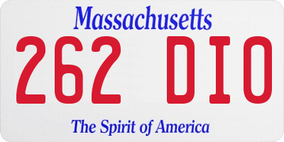 MA license plate 262DI0