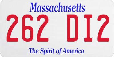 MA license plate 262DI2