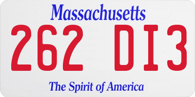 MA license plate 262DI3