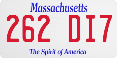 MA license plate 262DI7