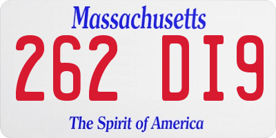 MA license plate 262DI9