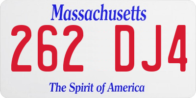 MA license plate 262DJ4