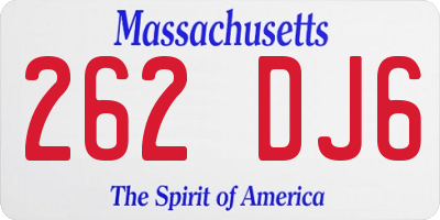 MA license plate 262DJ6