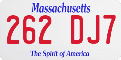 MA license plate 262DJ7