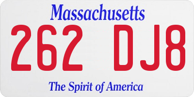 MA license plate 262DJ8
