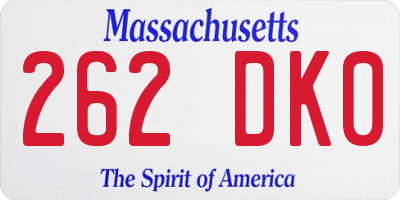 MA license plate 262DK0