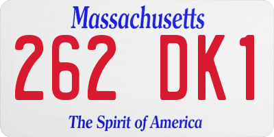 MA license plate 262DK1