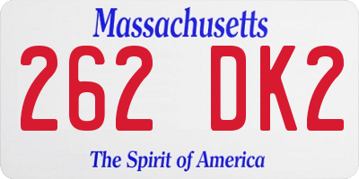 MA license plate 262DK2