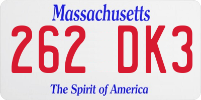 MA license plate 262DK3