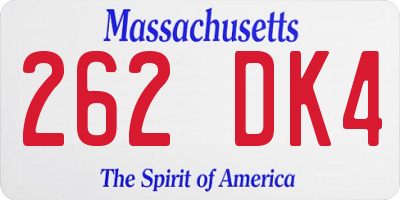 MA license plate 262DK4