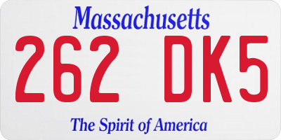 MA license plate 262DK5