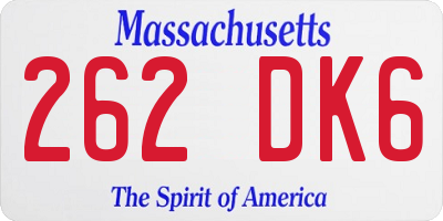 MA license plate 262DK6