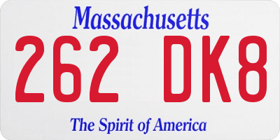 MA license plate 262DK8