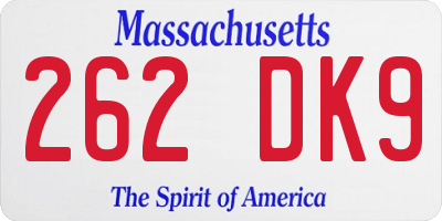 MA license plate 262DK9