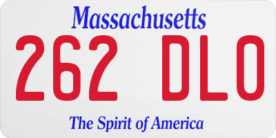 MA license plate 262DL0