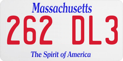 MA license plate 262DL3
