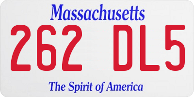 MA license plate 262DL5