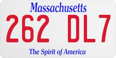 MA license plate 262DL7
