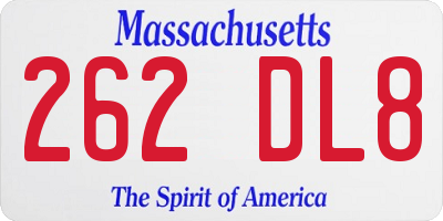 MA license plate 262DL8