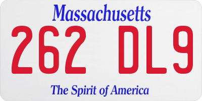 MA license plate 262DL9