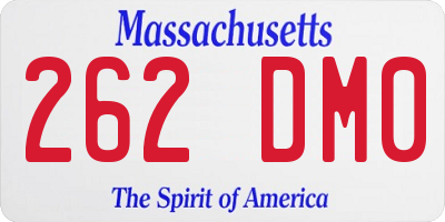 MA license plate 262DM0
