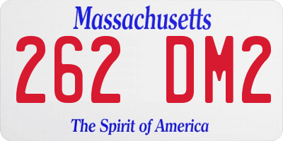 MA license plate 262DM2