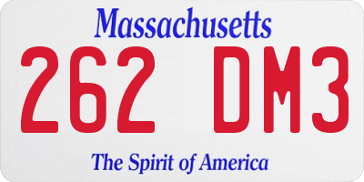 MA license plate 262DM3
