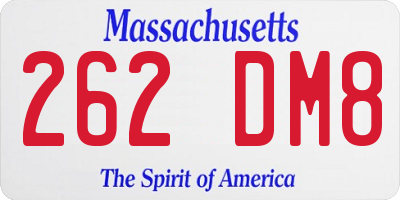 MA license plate 262DM8