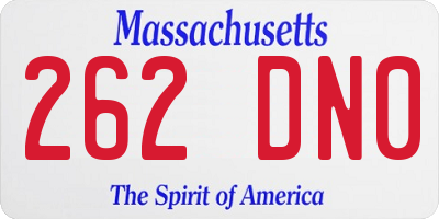 MA license plate 262DN0