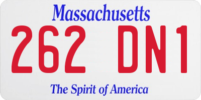 MA license plate 262DN1