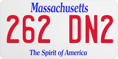 MA license plate 262DN2